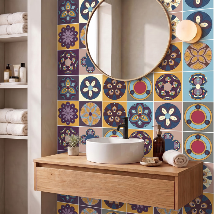 Stickers muraux - Sticker Mural Carrelage adhésif Cuisine Salle de Bain - 12 STICKERS CARRELAGES AZULEJOS CARMELO