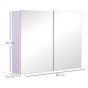 Armario de Baño con Espejo 2 Puertas y 3 Estantes interiores 80x15x60 cm