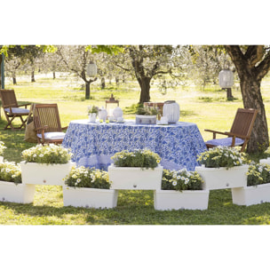 Brick - Kit di 5 fioriere collegabili da 59cm. Colore bianco. Made in Italy