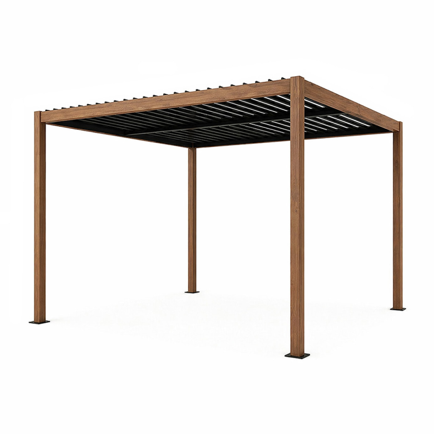 Pergola bioclimatique effet bois structure et lames orientables en aluminium 3x3m SOPRON