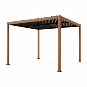 Pergola bioclimatique effet bois structure et lames orientables en aluminium 3x3m SOPRON