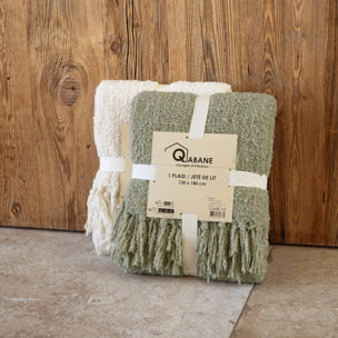 Plaid bouclette doux avec franges - Vert
