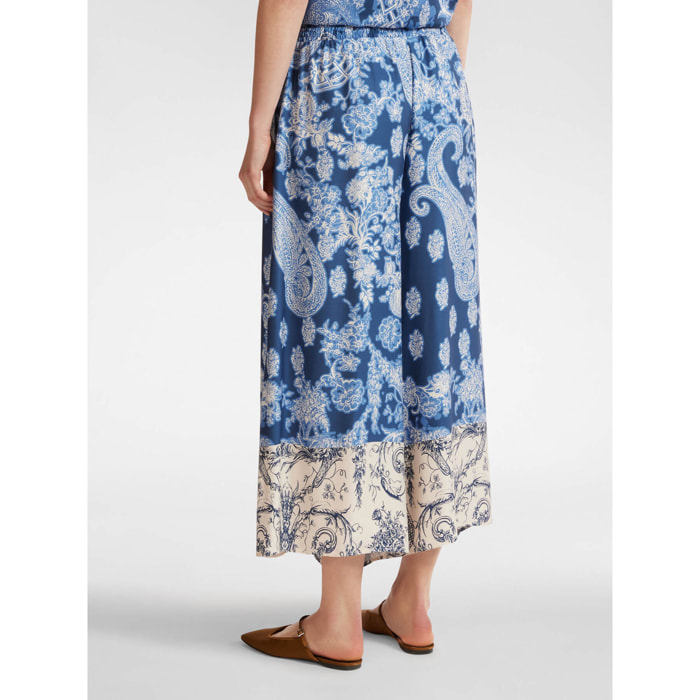 Elena Mirò - Pantalón ancho estampado - Azul