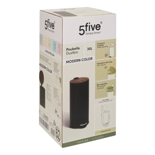 Poubelle Modern Color avec Pedale 30L Noir et Acacia 29,2x37,7x59,5 cm