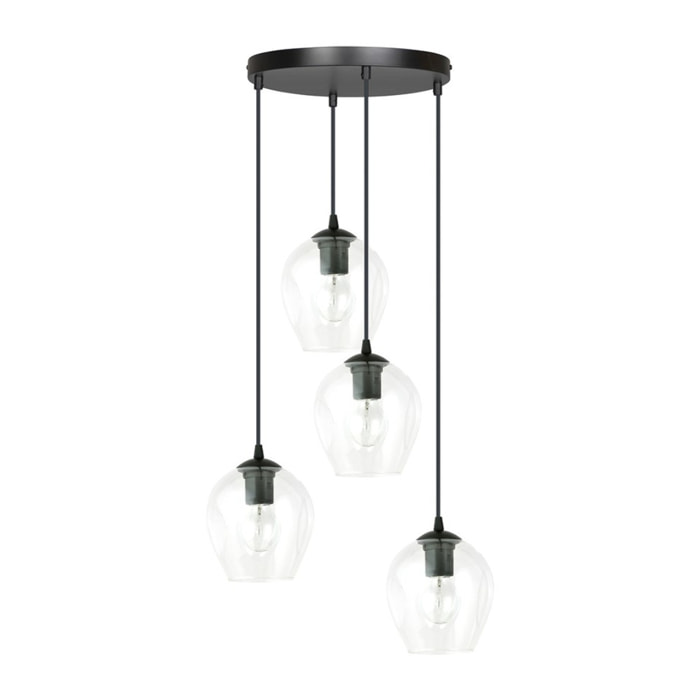 Lampada a sospensione ISTAR in metallo nero e vetro
