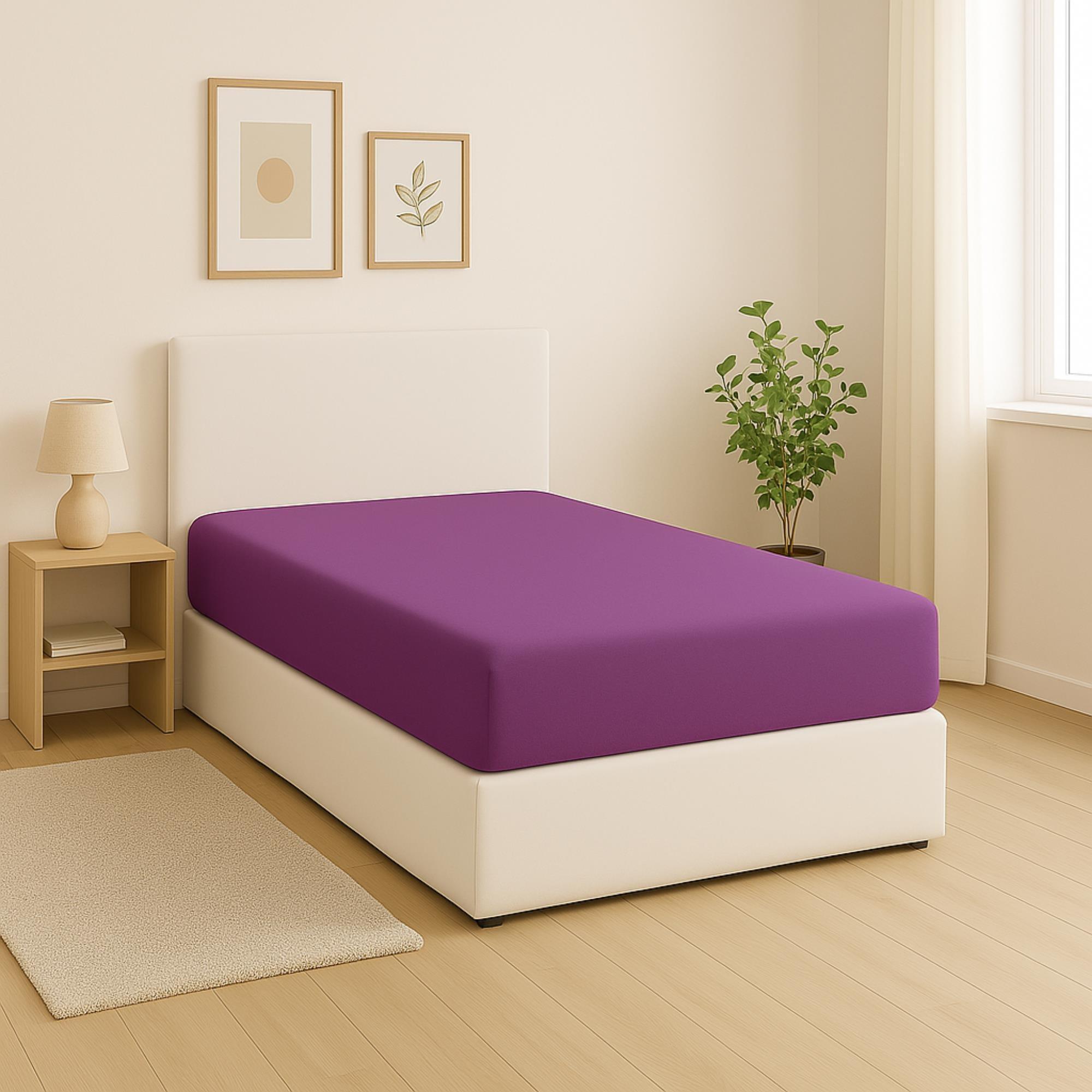 Sábana bajera para cama en color púrpura rainbow benetton