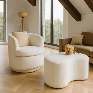 Fauteuil pivotant en bouclette blanche MALO