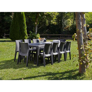 Tavolo da esterno Roma, Tavolo rettangolare allungabile da pranzo, Tavolo da giardino estensibile effetto rattan, 100% Made in Italy, Cm 150x90h72, Antracite