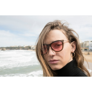 Gafas de sol PALO ALTO ARLES - Marrón transparente / Espejo rosa y patillas de metal dorado mate