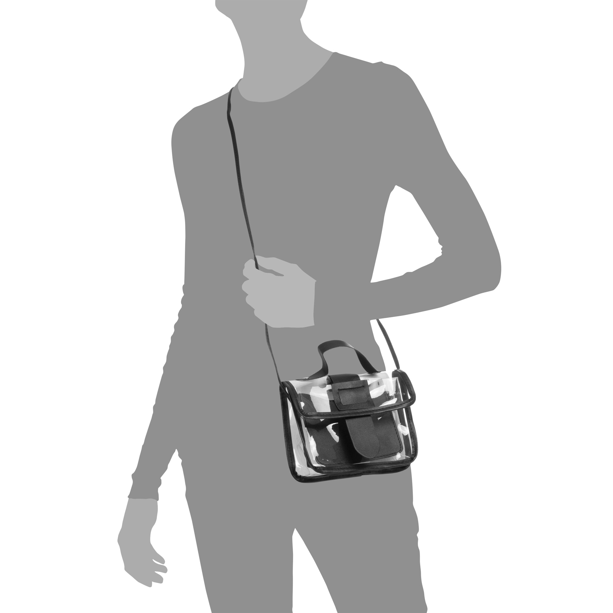 Borsa Zeccone mini tote a tracolla, realizzata in PVC trasparente e pelle sintetica.