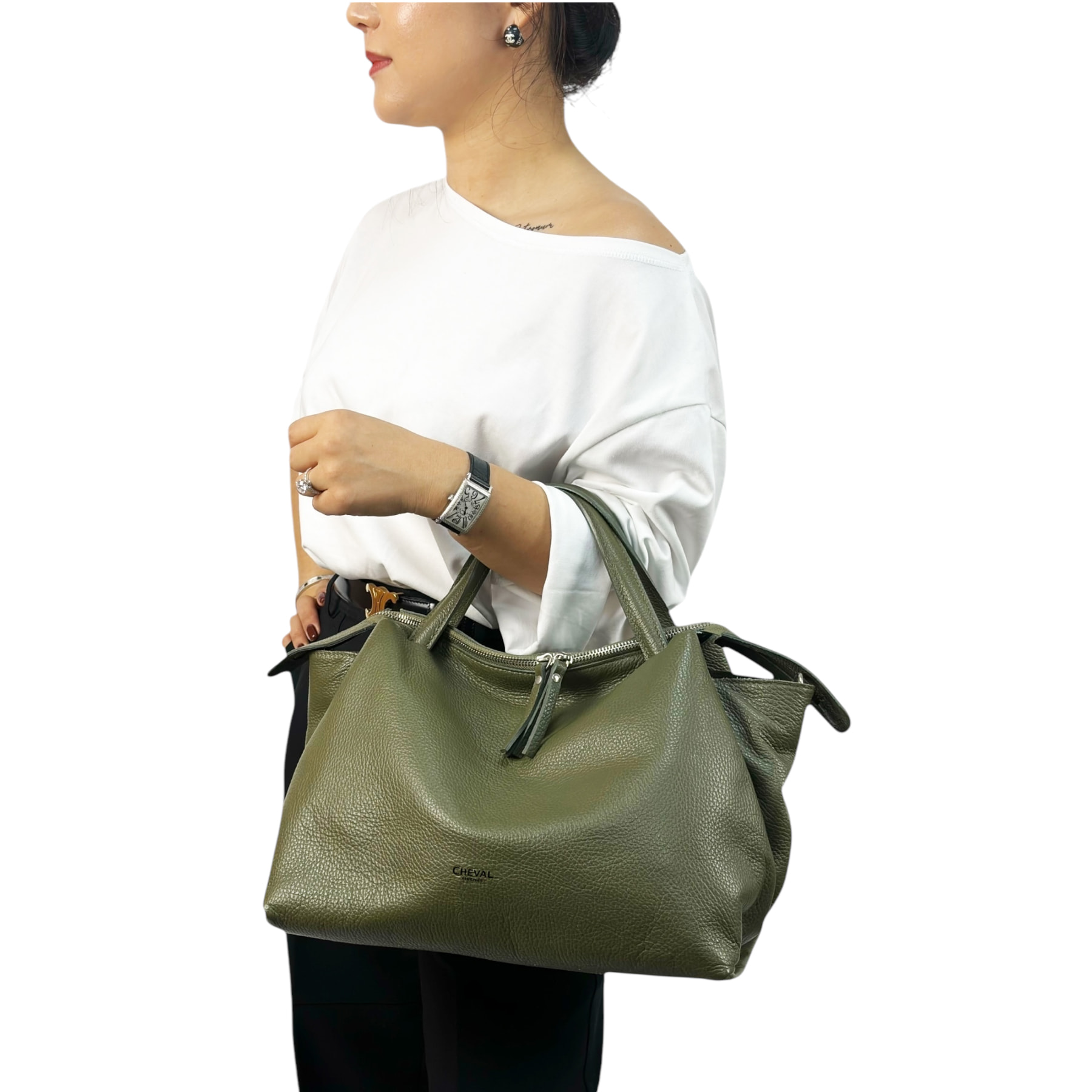 Bolso de mano Cheval Firenze Algedi Verde Militar