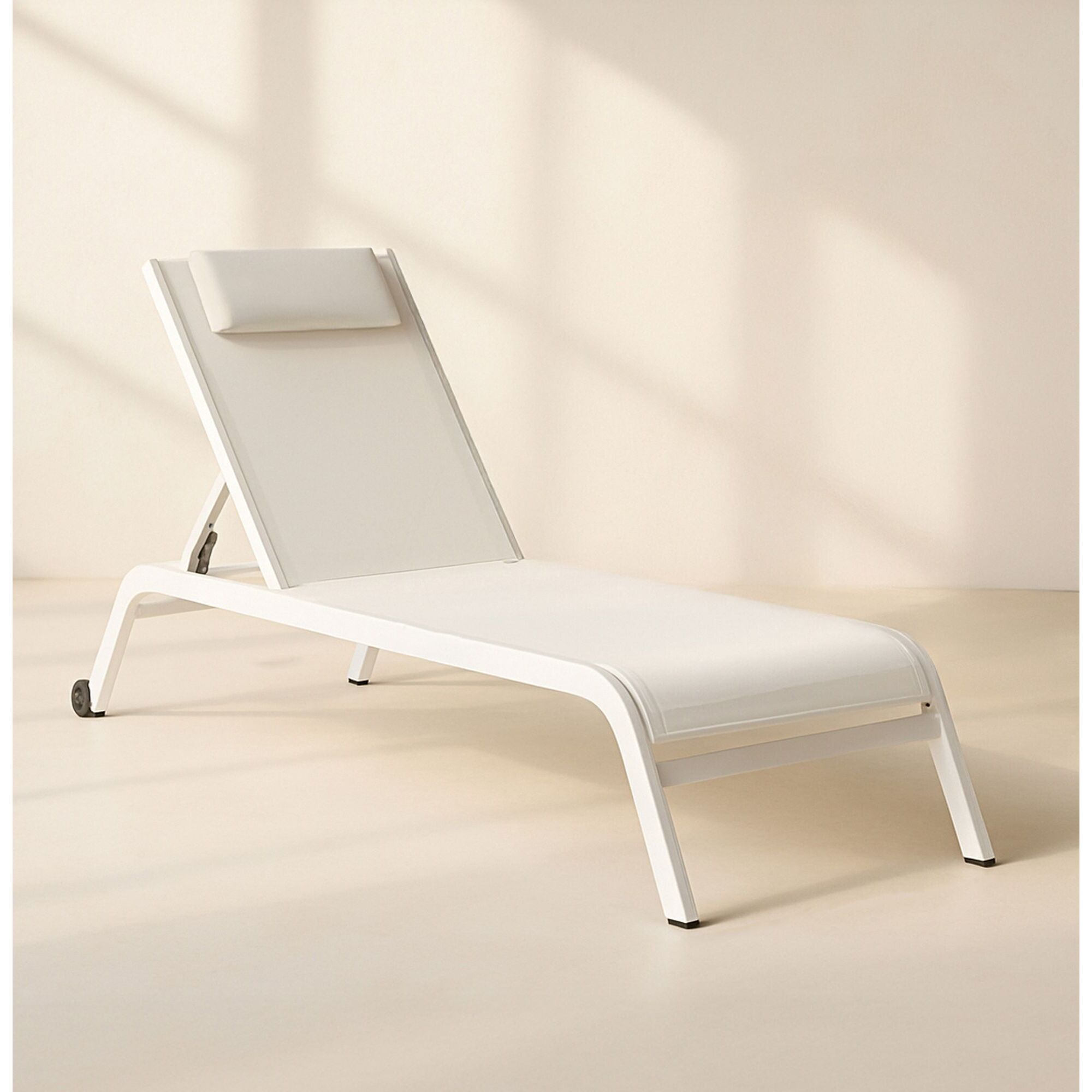 Lot de 2 chaises longues en acier inoxydable blanc NAPOLI