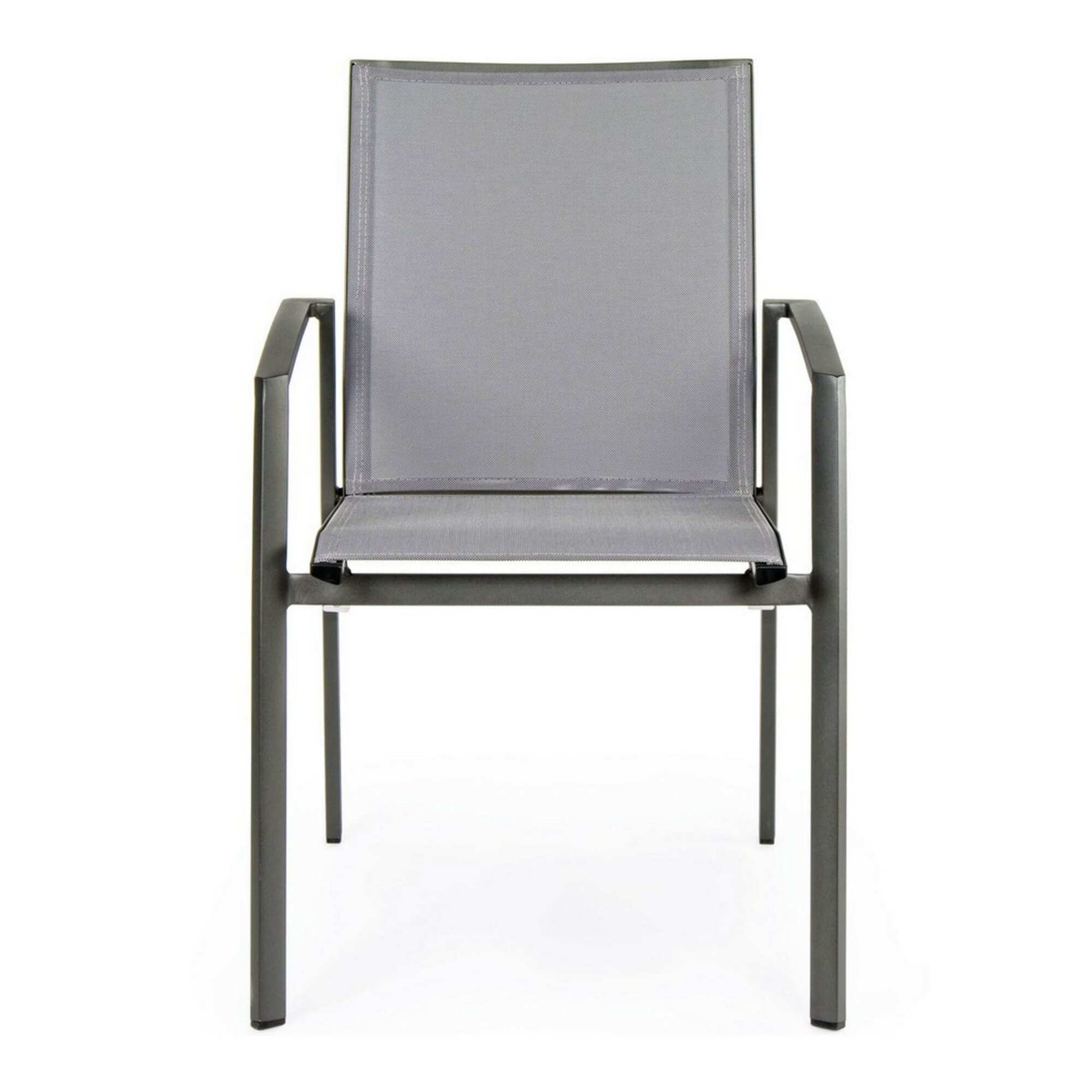 Set 4 sedie da giardino ZARAGOZA in textilene e alluminio antracite, impilabili
