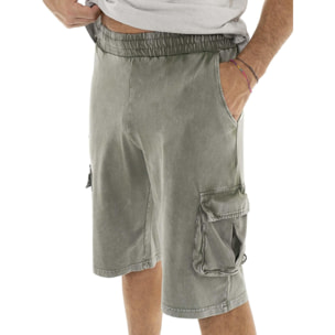 Shorts cargo de hombre en tejido Leone Old Wash