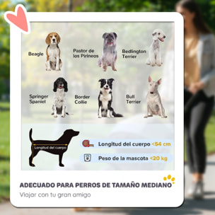 PawHut Carrito para Perros y Gatos Plegable, hasta 20 kg, Cochecito para Perros Medianos de 3 Ruedas de Goma y Frenos, con Cojín, Correa de Seguridad, Ventanas de Malla, Gris