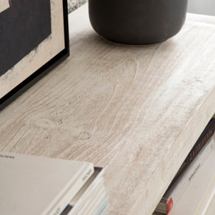 Meuble tv Oblak -bois massif d'araucaria-couleur blanc shabby 160 x 60 x 40 cm