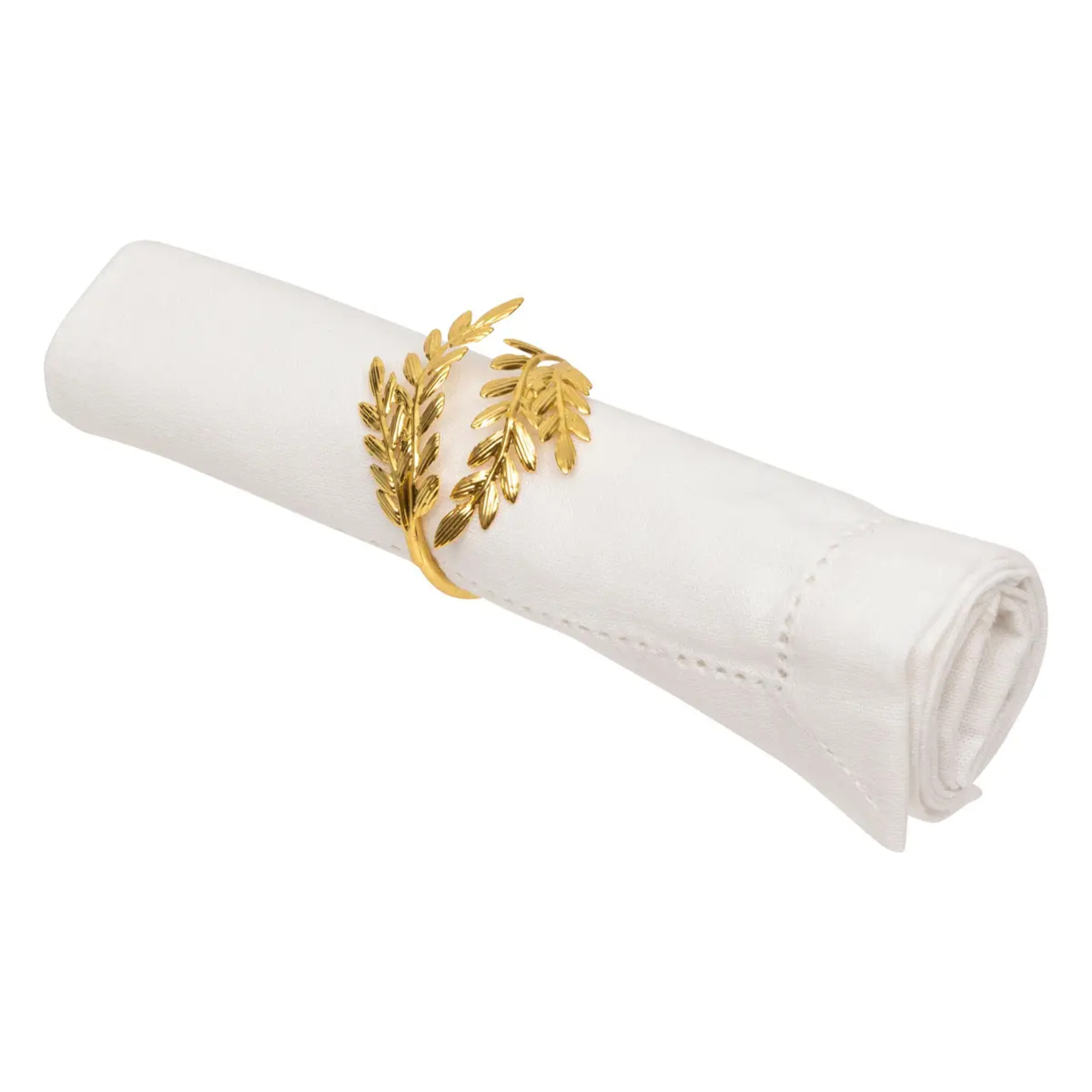 Lot de 2 ronds de serviette feuille doré