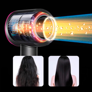 Secador iónico con 5 cabezales, 4 niveles de temperatura y 3 niveles de velocidad con 1500W de potencia.