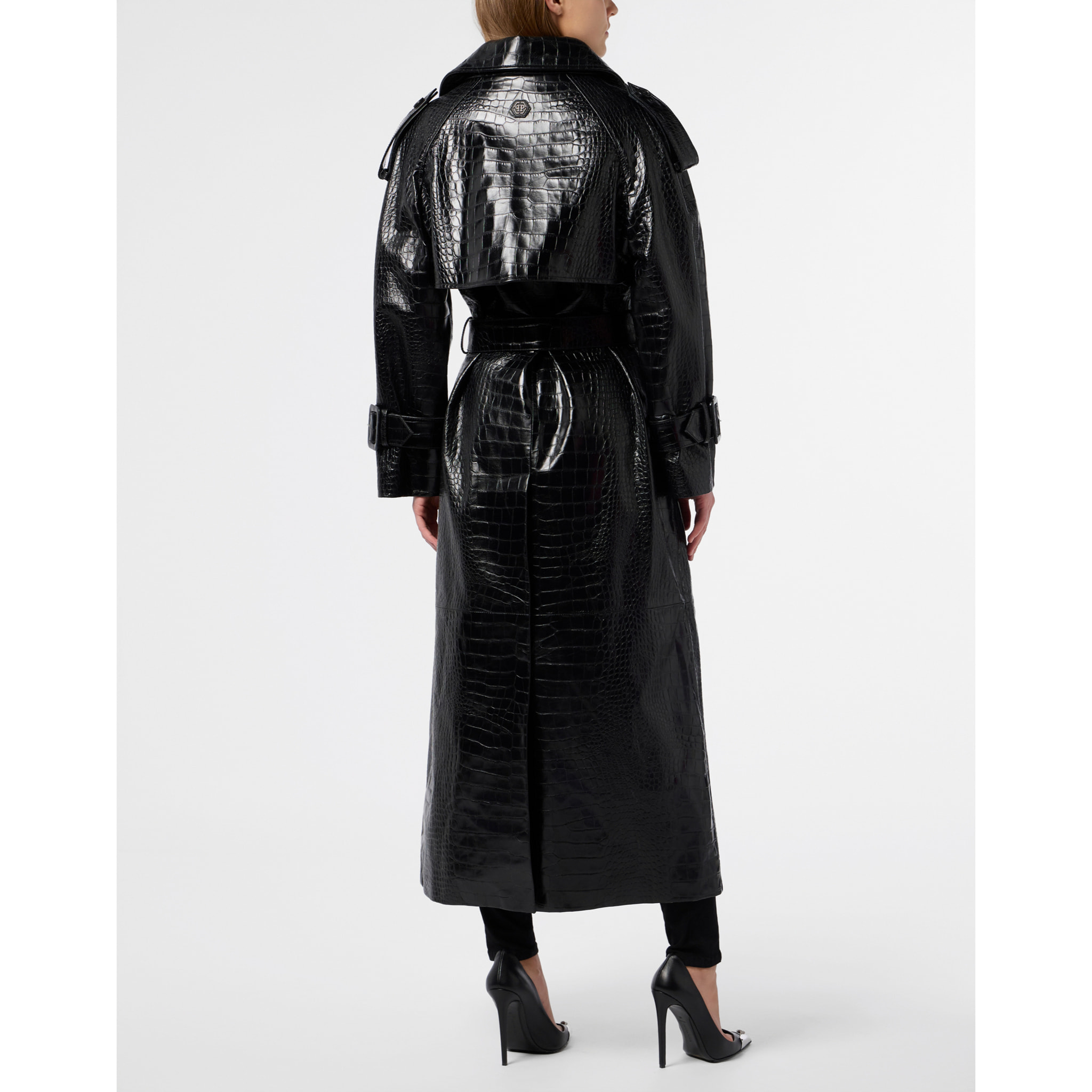 PHILIPP PLEIN Long Trench Coat Cocco