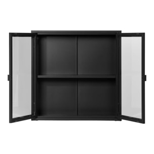 Vetrina Brisbane a muro con 2 ante in vetro, acciaio nero 80×18×80 cm
