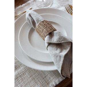 J-Line assiette Rayée - porcelaine - blanc - 6 pcs