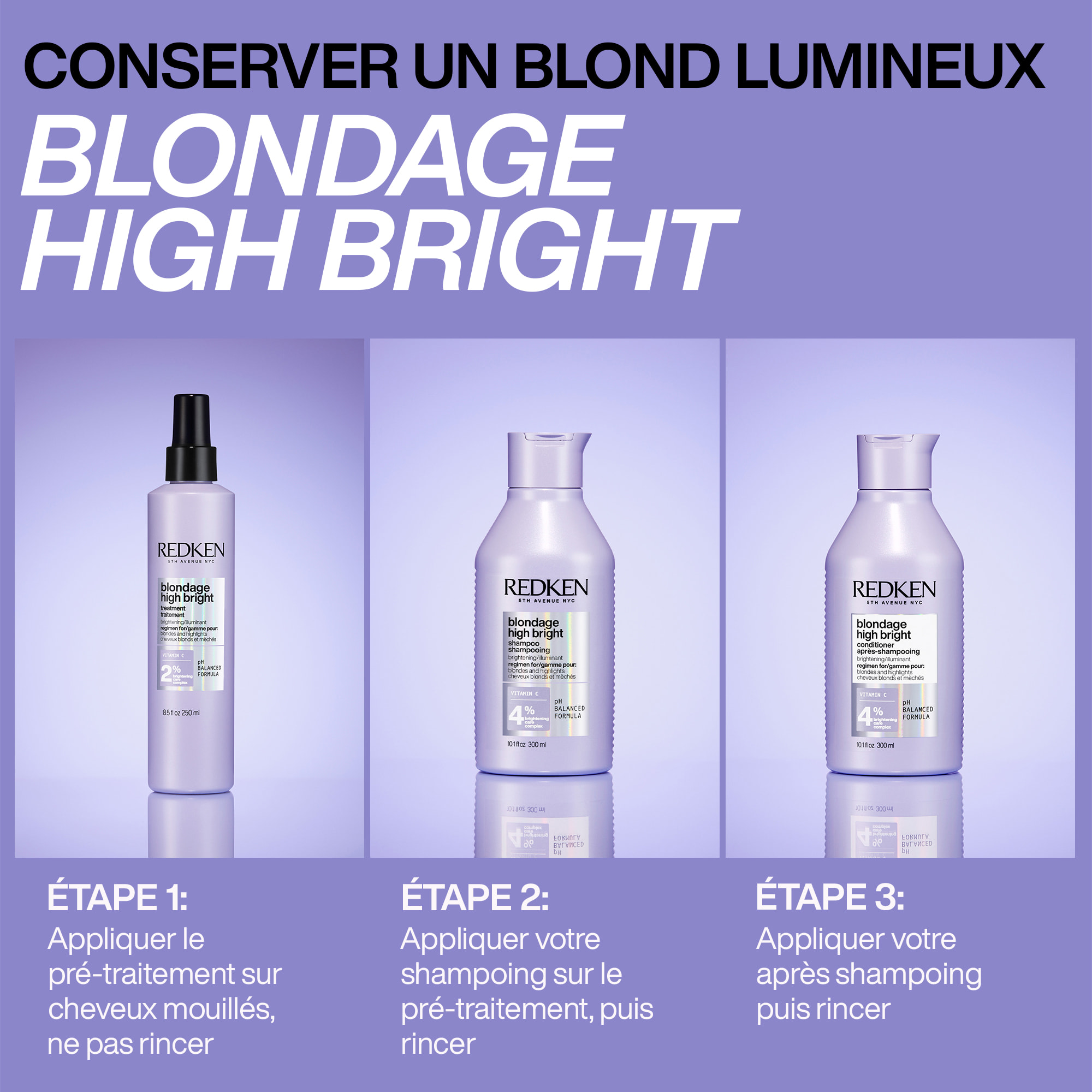 Après-Shampoing Raviveur d'éclat Blondage High Bright pour cheveux blonds 300ml