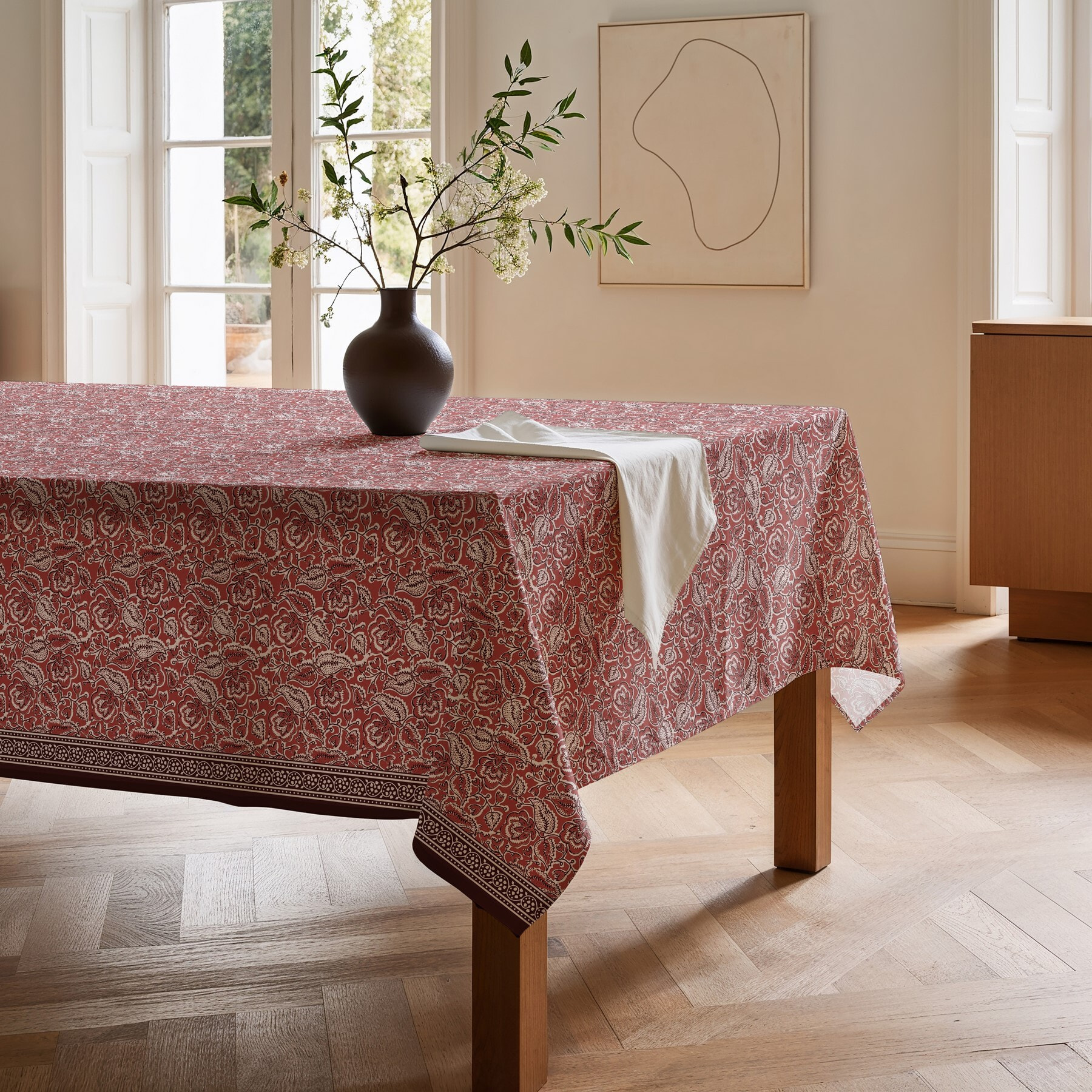 Mantel estampado antimanchas SHERPA TERRACOTA