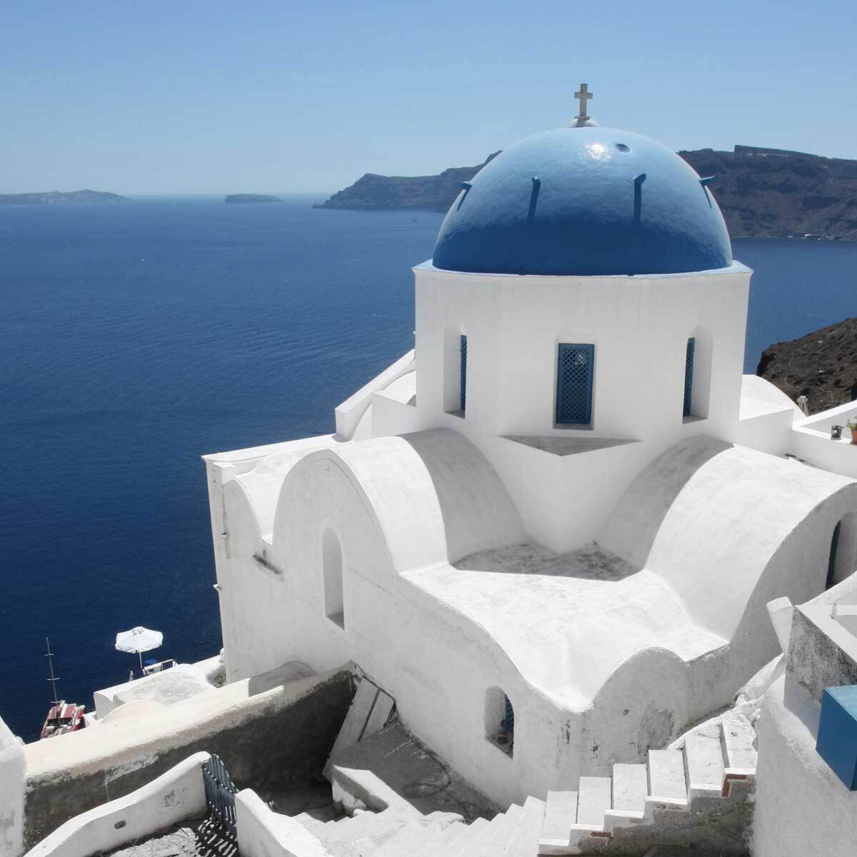 Tableau dôme bleu santorin Tableau alu Dibond