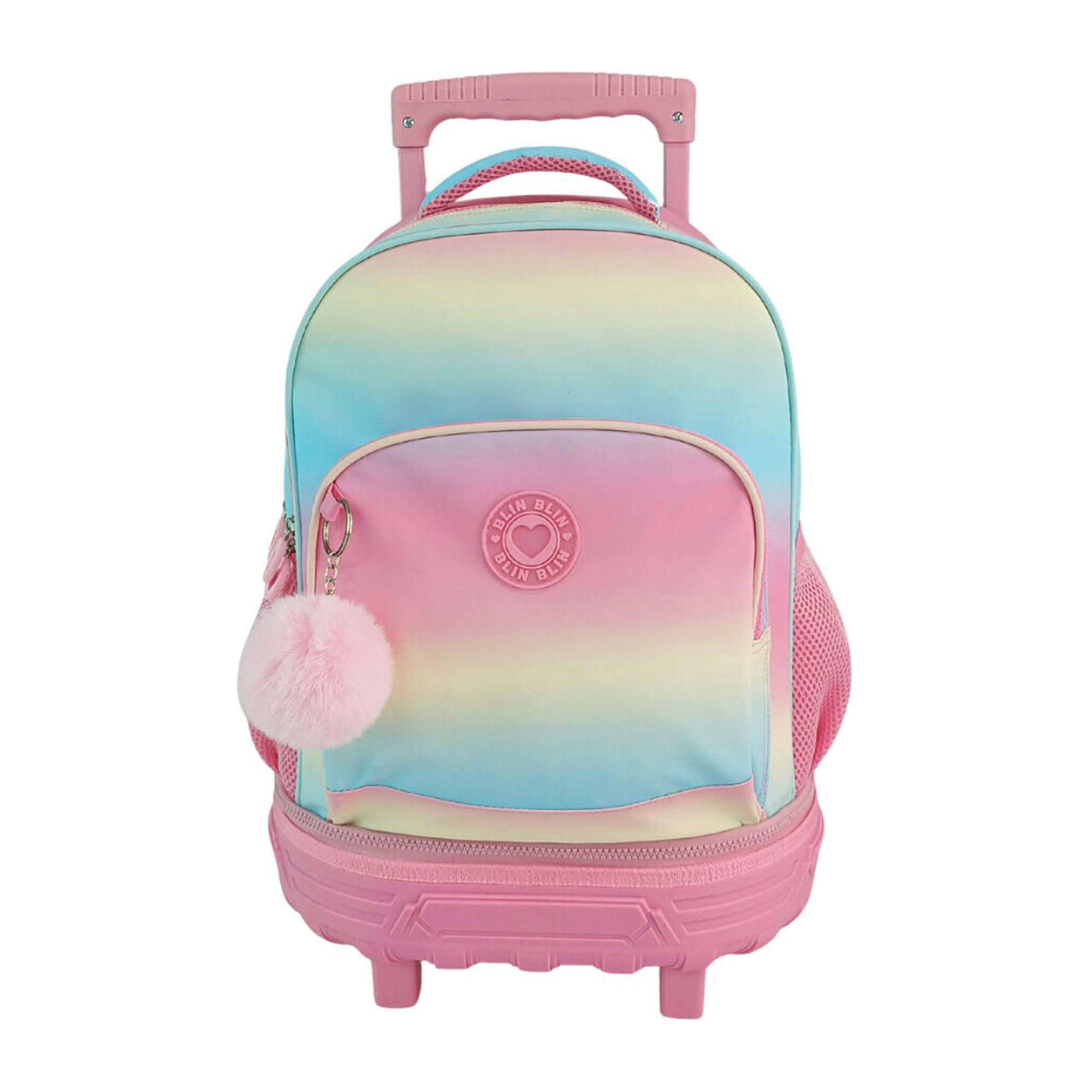 Trolley Fjo Compatto Doppio Corpo Grande Capacità Blin Blin Gradient Pink. Schienale e spallacci regolabili e imbottiti.