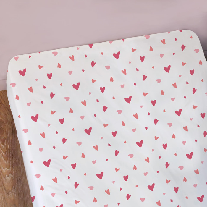 Drap-housse imprimé 100% coton, HEART