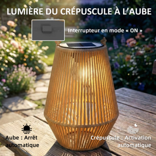 Lot de 2 lanternes LED solaires suspendues de jardin résine filaire effet rotin
