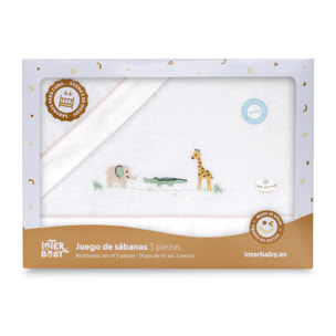 Triptico Minicuna Franela Jirafa Savanna Bco/Beig