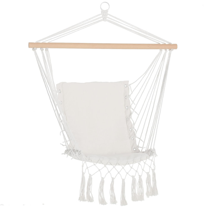 Chaise suspendue chaise hamac de voyage portable assise dossier rembourrés macramé coton polyester beige