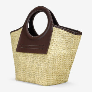 Bolso de mano beige con asas redondas