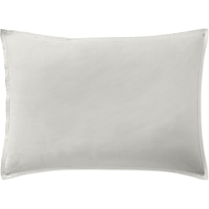Paire de Taies D'oreiller Avec Volant 100% Percale De Coton Lavé Gris Perle