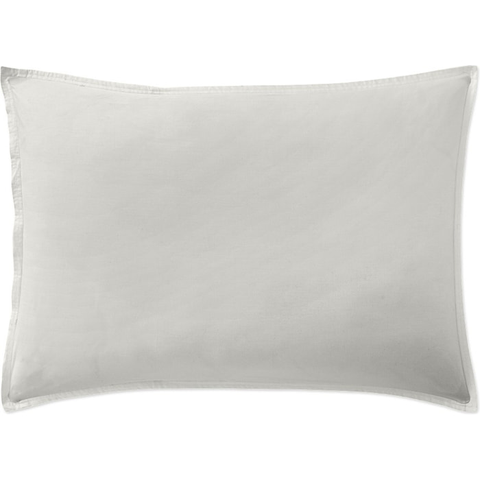 Paire de Taies D'oreiller Avec Volant 100% Percale De Coton Lavé Gris Perle