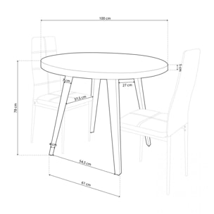 Mesa redonda fija Berg Roble Honey - Negro