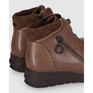 Botines de Piel Sintética - Taupe - Tacón: 3 cm