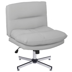 Silla de Escritorio Giratoria Silla de Oficina con Altura Ajustable Función de Basculante Base Cruzada sin Brazos y Asiento Amplio para Estudio Dormitorio Gris