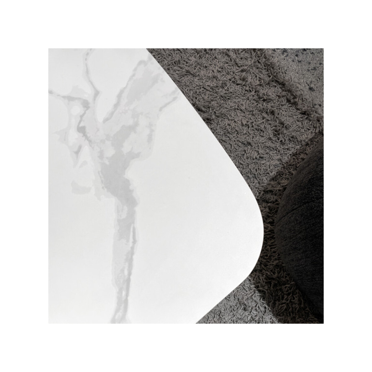 Table basse 130 cm en céramique blanc pied croix métal beige - LOTUS