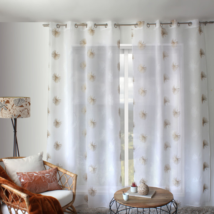 Voilage tamisant brodé  végétal - Beige