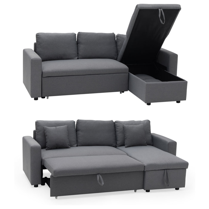 Canapé d'angle convertible CLARK 3 places gris