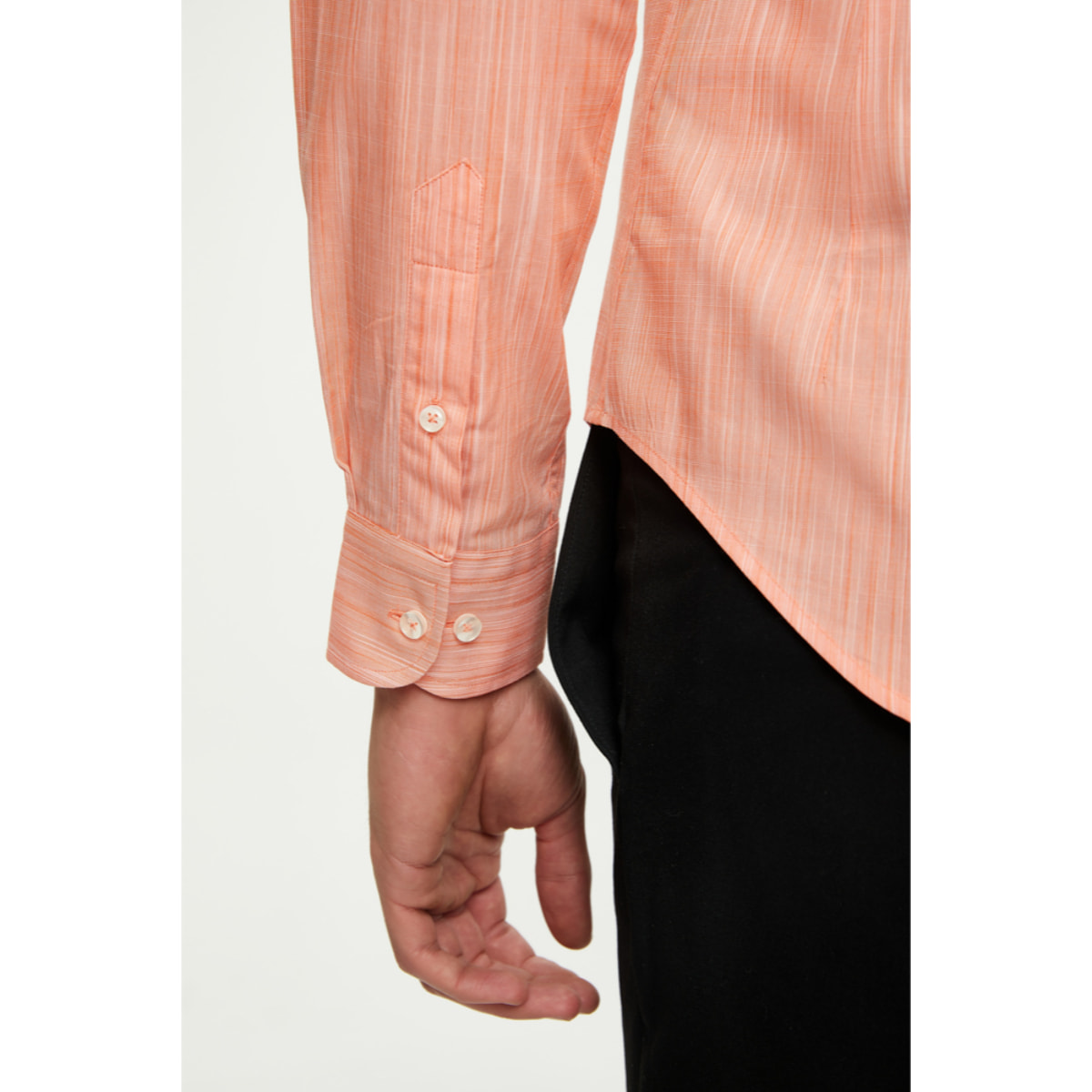 Camicia Uomo 1 Bottone Francese Slim Fil a Fil Unito Arancio Chiaro
