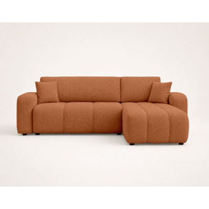 Nicole - canapé d'angle réversible 4 places convertible avec coffre en tissu - Rouille
