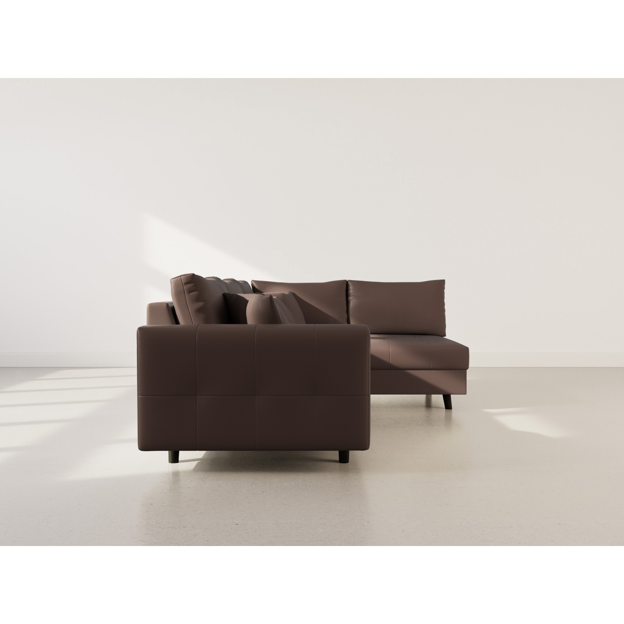 Rune - canapé d'angle droit 4 places en simili - Marron