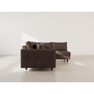 Rune - canapé d'angle droit 4 places en simili - Marron