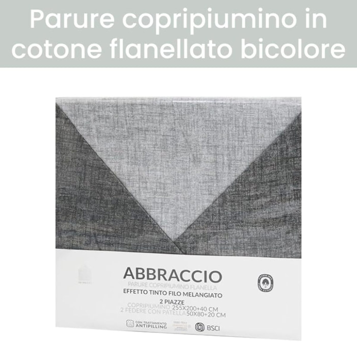 Intrecci - Set Copripiumino, 100% Flanella di Cotone, Morbido e Caldo, Sacco Copripiumino 1 Federa/e, Effetto Tinto in Filo, Double Face, Singolo