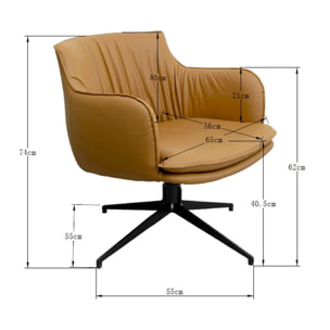 Fauteuil pivotant Bonnie marron Kare Design