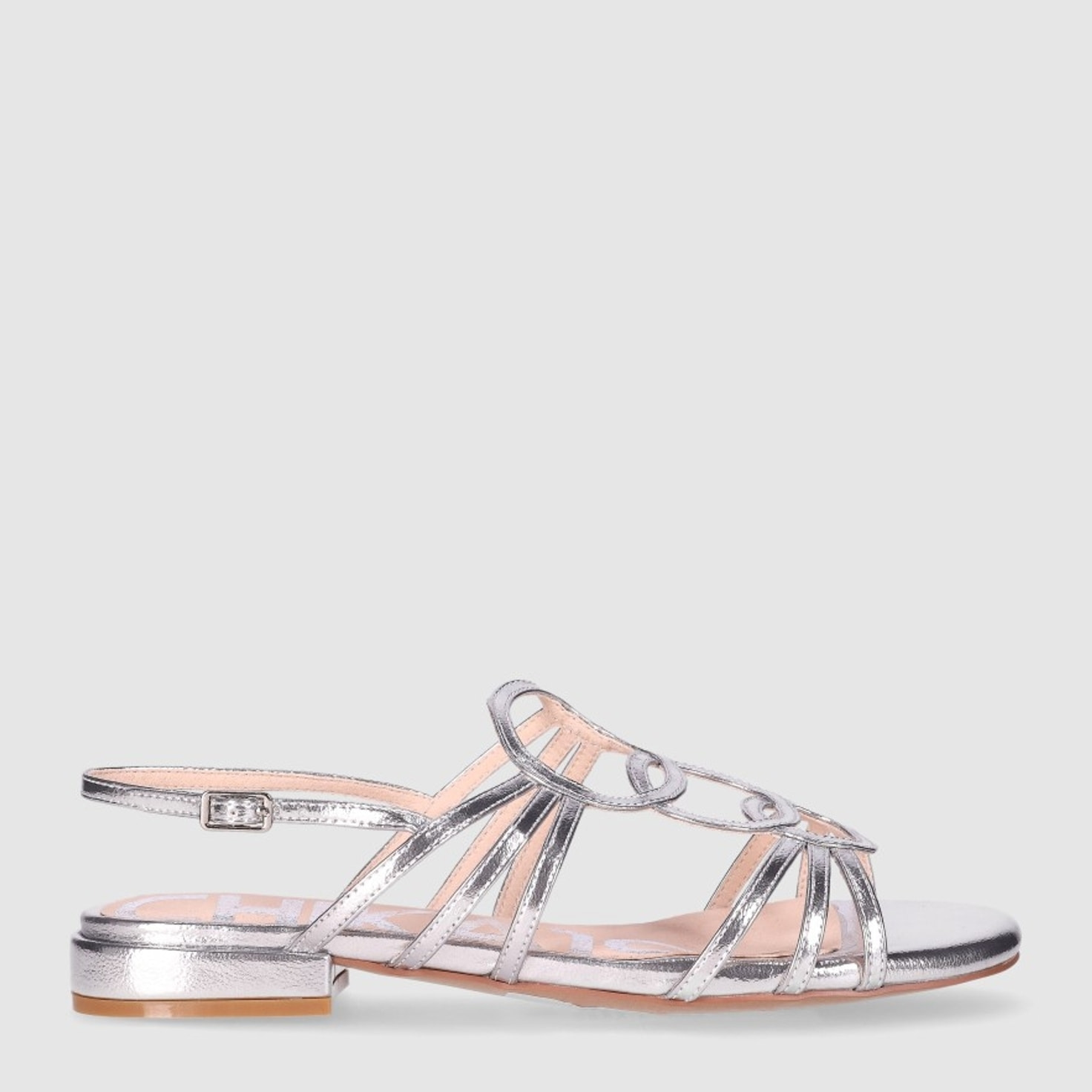 Sandalias de Piel Sintética - Plata - Tacón: 1 cm
