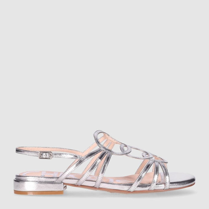 Sandalias de Piel Sintética - Plata - Tacón: 1 cm